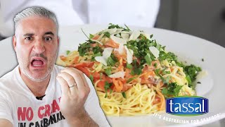 Italian Culinary Expert Gets Surprised By Salmon Carbonara