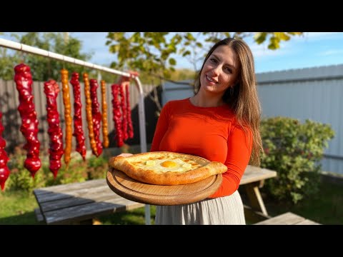 Cooking Khachapuri Bread and Churchkhela Recipe | Relaxing Village Life ASMR