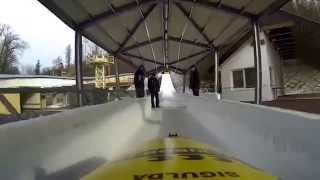 preview picture of video 'Bobsleigh run at Sigulda, Latvia, as part of Ben's Stag weekend!'