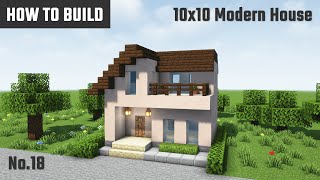 マイクラ建築：おしゃれでシンプルな白い家の作り方。片流れ屋根。10x10ブロックで簡単に。 No.18