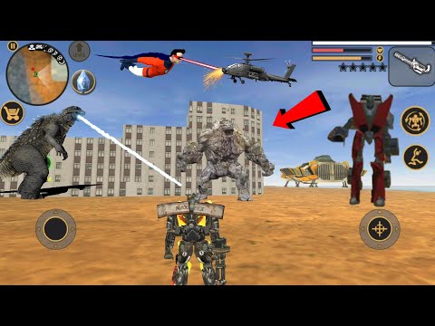Vegas Crime Simulator (Godzilla Fight Stone Monster) 3x Monster on Seashore - Android Gameplay HD