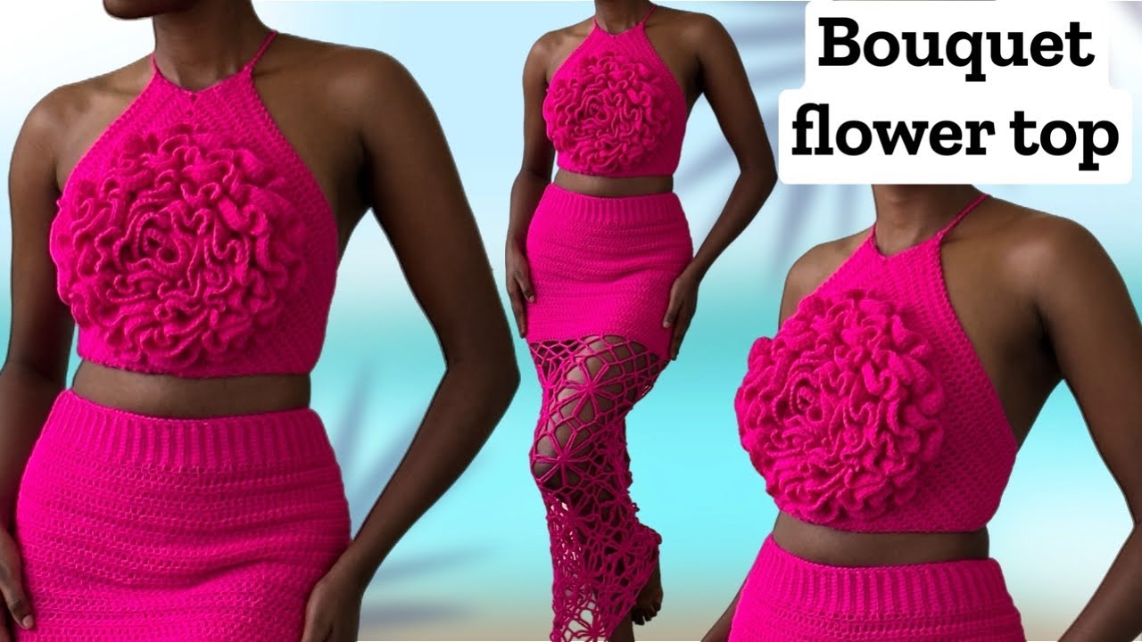 Crochet flower top | valentines bouquet crochet top tutorial
