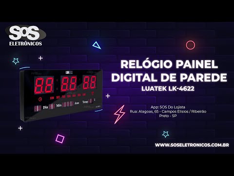 Relógio Painel LED Vermelho Digital De Parede Luatek LK-4622