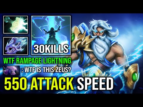 WTF +550 Attack Speed Unlimited Lightning Double Rampage 100% Max Right Click Zeus Carry Dota 2