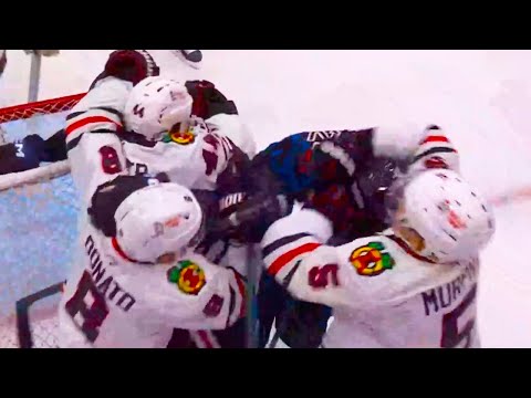 Nikita Grebenkin, Wyatt Kaiser, Philippe Myers, Ryan Donato Fight Scrum | Blackhawks vs Maple Leafs