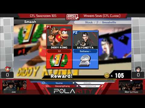 CFL Smackdown 165 WiiU - Dyr (Diddy Kong) vs Riot (Bayonetta) - Winners Semis