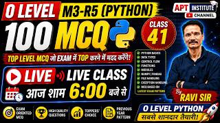 O Level M3-R5 (Python) Important MCQ Live Class-41 | Most Expected Questions 2026#APTINSTITUTE