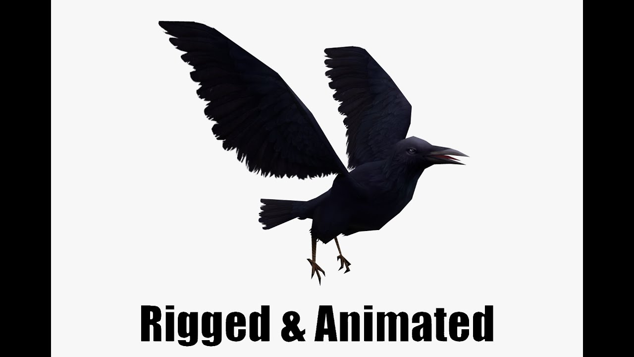 Low-poly animated crow 3D Model