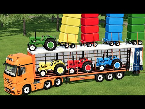 TRANSPORT OF COLORS ! MINI URSUS TRACTORS TRANSPORTING TO BALE LOAD WORK ! Farming Simulator 22