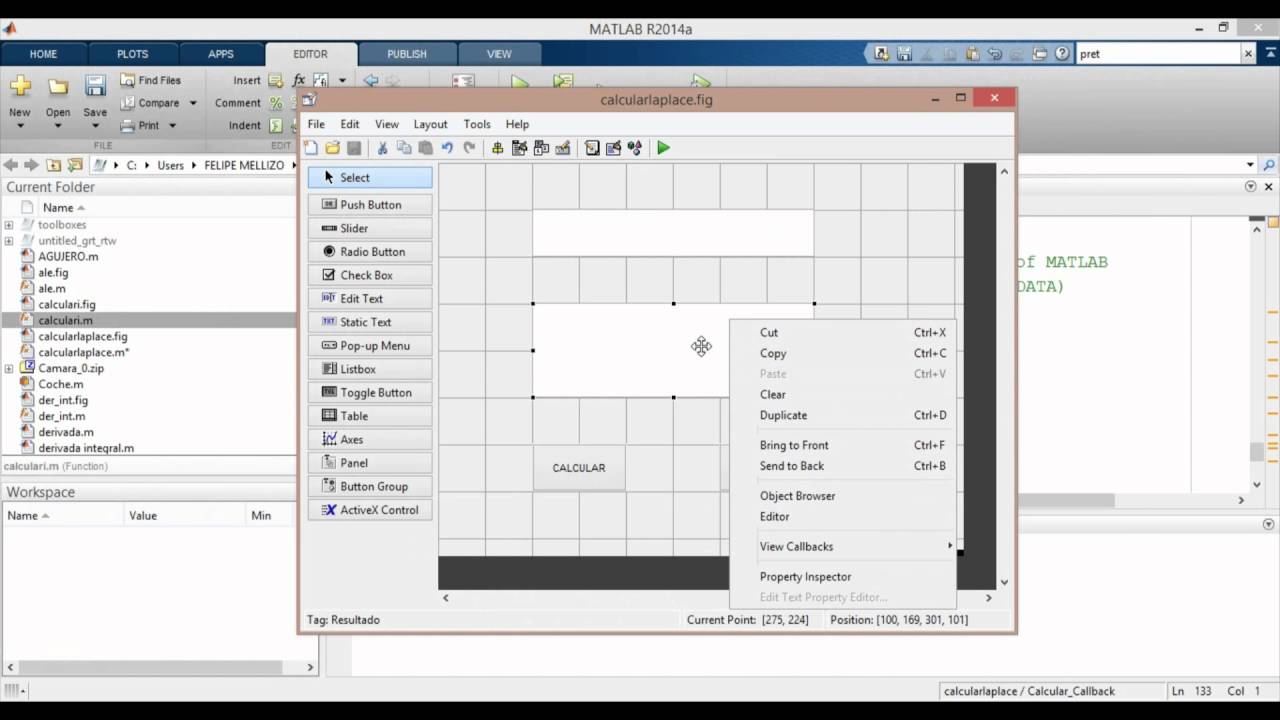 Tutorial Matlab - Programa para calcular Transformada de Laplace (GUI - Graphical User Interface)