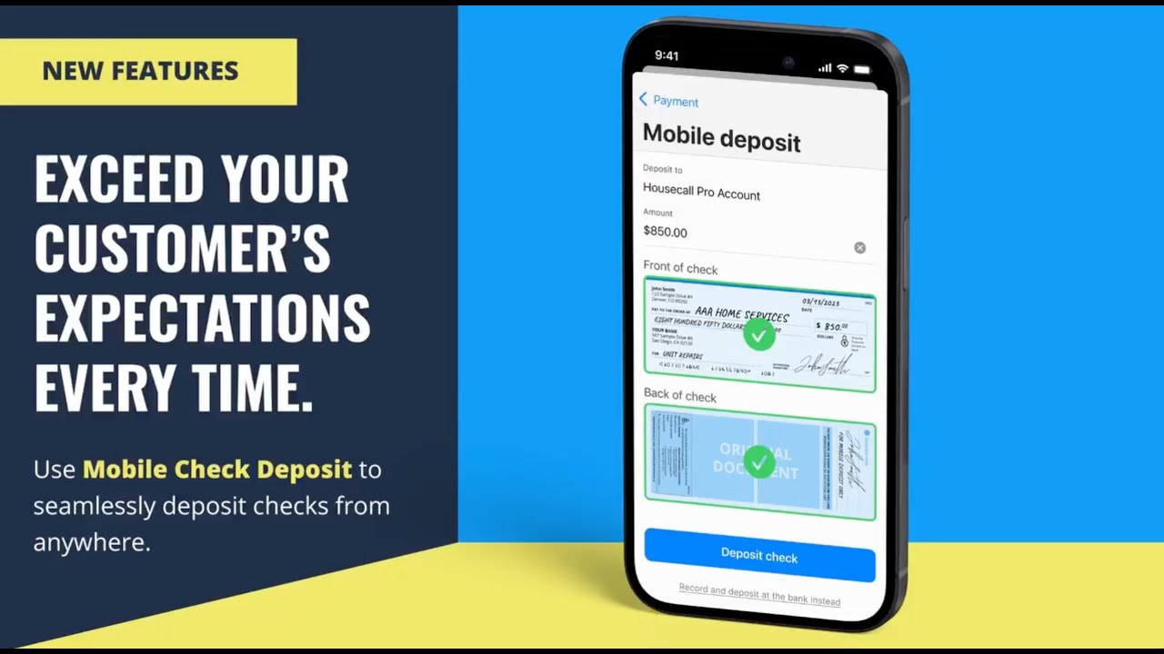 Mobile Check Deposit — Housecall Pro promo video thumbnail