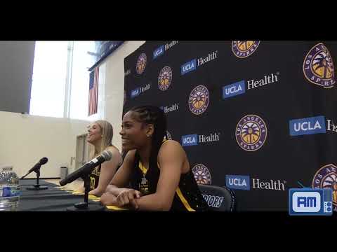 Zia Cooke/Monika Czinano at the 2023 Los Angeles Sparks Media Day