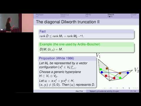 2024.08.20, Alex Fink, Speyer’s g conjecture via external activity of a pair of matroids