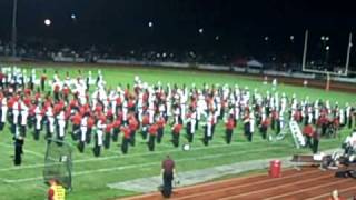 BBCHS and KHS marching bands play a combined halftime show
