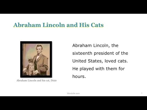 Abraham Lincoln and His Cats - a Wordville Reading Comprehension Story