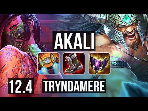AKALI vs TRYNDAMERE (TOP) (DEFEAT) | 1600+ games, 7 solo kills, 1.8M mastery | KR Diamond | 12.4