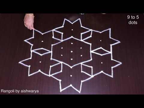 9 Dots Simple Six Stars Kolam