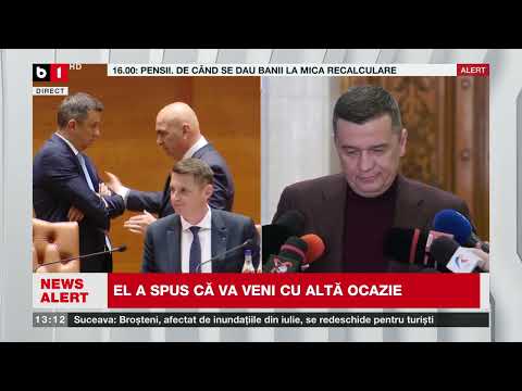 DECLARAȚII SORIN GRINDEANU DESPRE ABSENȚA LUI BOLOJAN DIN PARLAMENT_Știri B1TV_3 nov. 2025