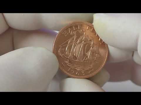 1963 Half Penny, Elizabeth II DEI GRATIA F:D: