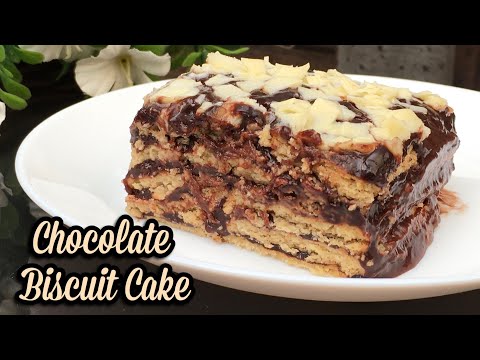 No-Bake Chocolate Biscuit Cake Recipe | كيكة البسكويت الباردة بدون فرن بدون كريمة