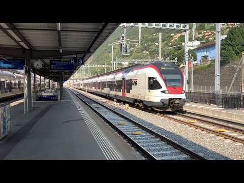 Ausfahrt der S10 in Bellinzona auf Gleis 4