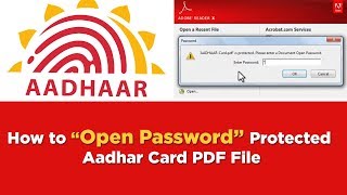 How to open Aadhar Card PDF File | What is the password to open e-Aadhar card PDF in telugu