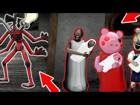 Monster Head vs Granny, Piggy,ICE scream-funny horror animation
