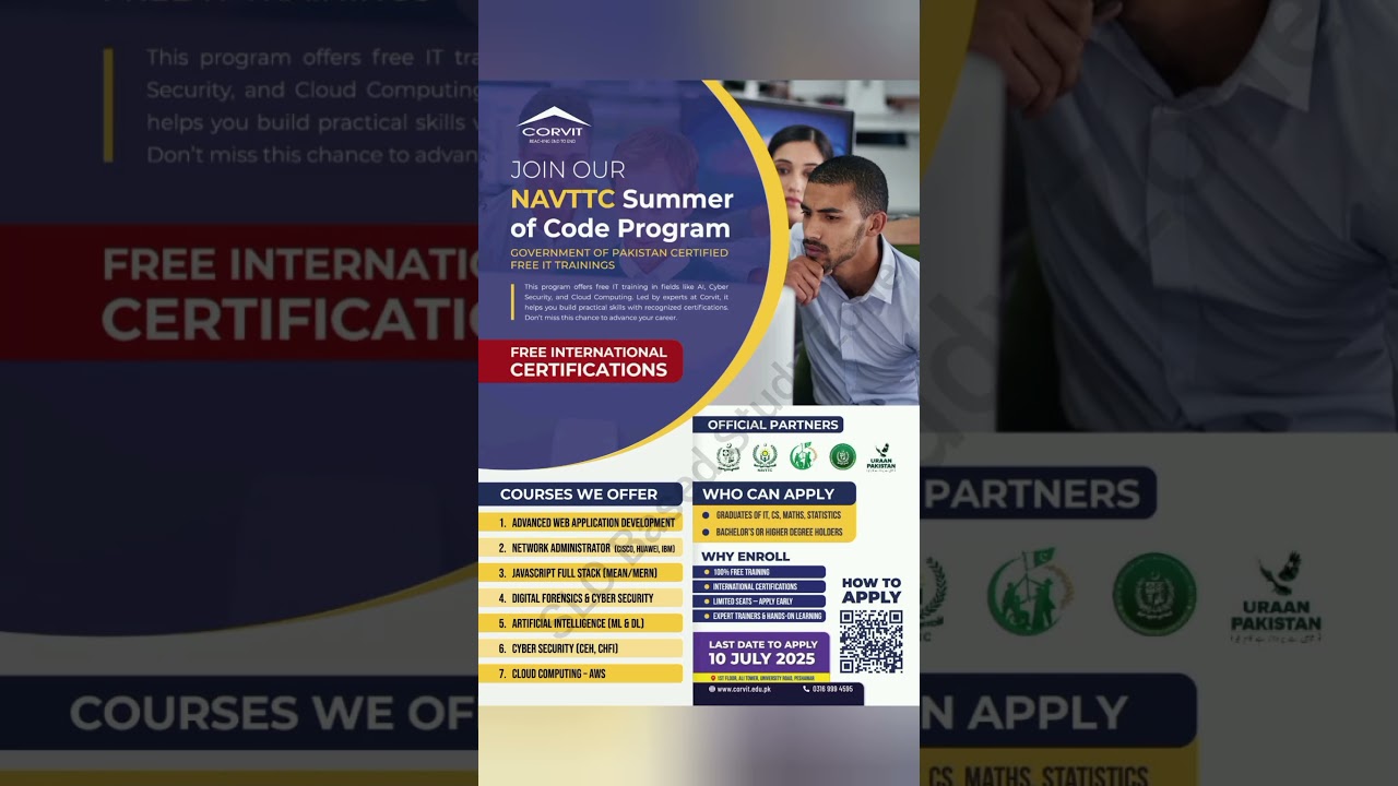 NAVTTC Summer of Code 2025 | FREE IT Courses by Govt & Corvit