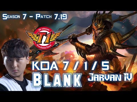 SKT T1 Blank JARVAN IV vs KHA'ZIX Jungle - Patch 7.19 KR Ranked
