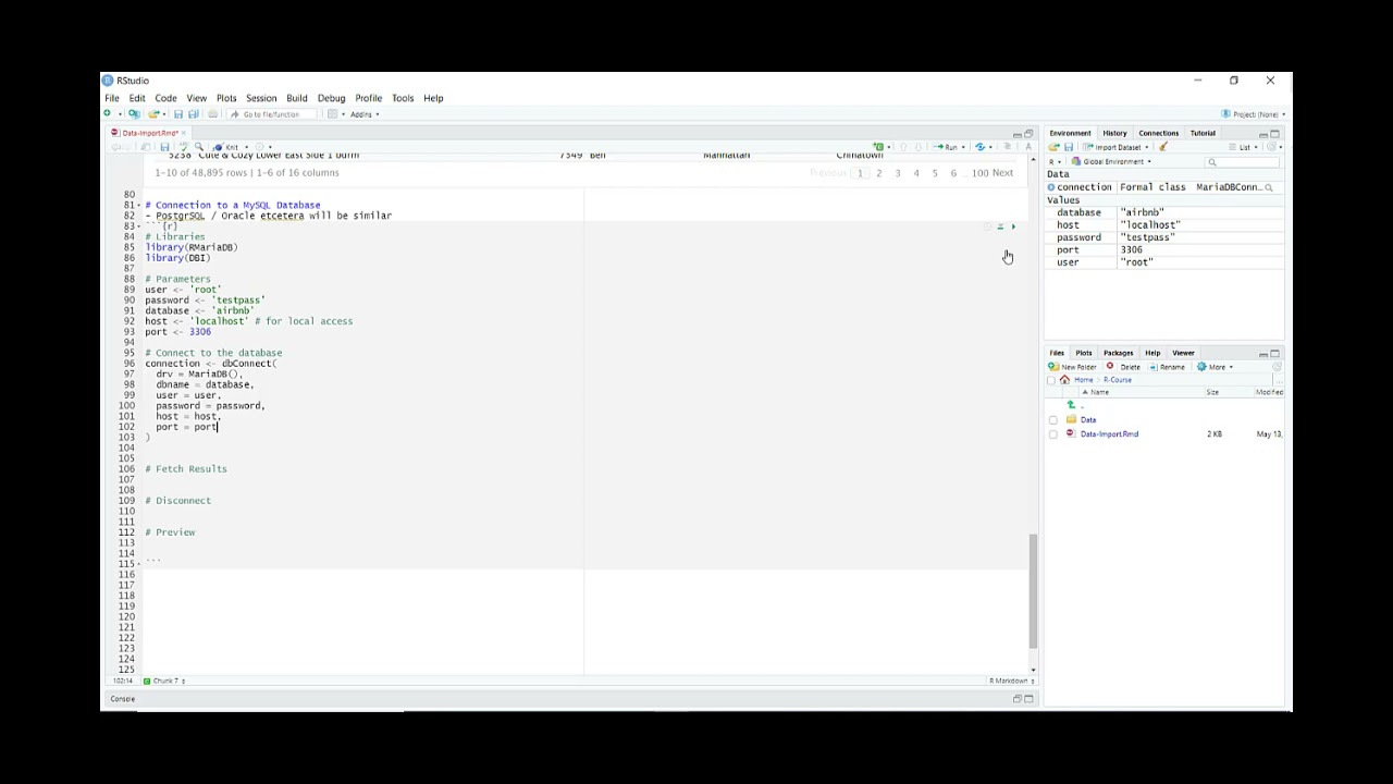Loading Data from a MySQL Database into R