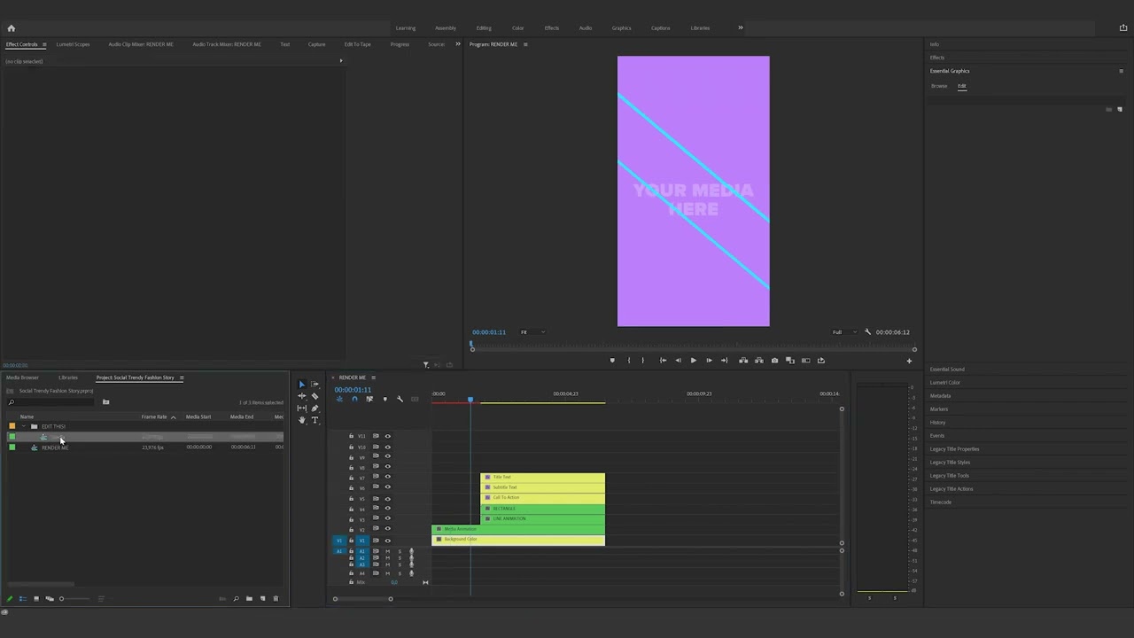 How to edit the Social Trendy Fashion Story in Premiere Pro