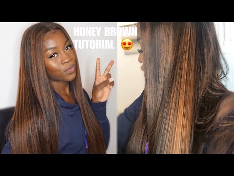 The PERFECT honey brown highlights TUTORIAL- foxy wigs...