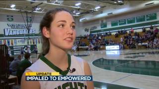 Basketball player impaled by gym floor revisits incident