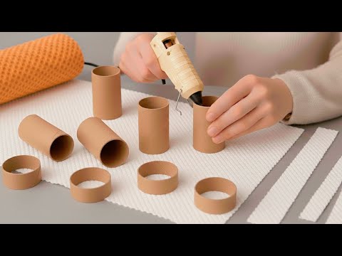 Beautiful Home Decor MADE from Cardboard and a Bath Mat!😍 Simple DIY idea!