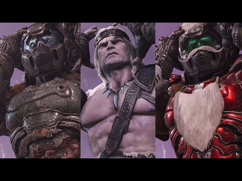 Doomguy Takes Off Helmet In All 23 Skins (DOOM Eternal: The Ancient Gods - Part 2 DLC) HD