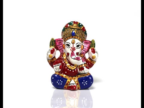 Metal Meenakari Ganesha Statue Key Chain God Idol Key Ring Sculpture