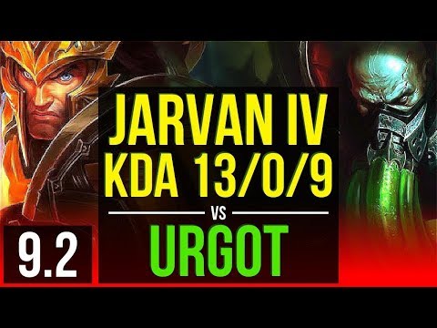 #lol JARVAN IV vs URGOT TOP  KDA 1309, 2 early solo kills, Legendary  EUW Master  v9 2