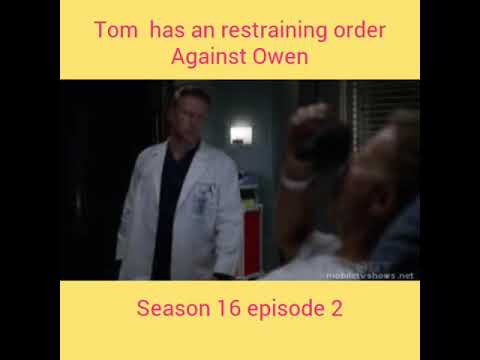 Grey's Anatomy season 16 episode 2 tom has an restraining order against Owen