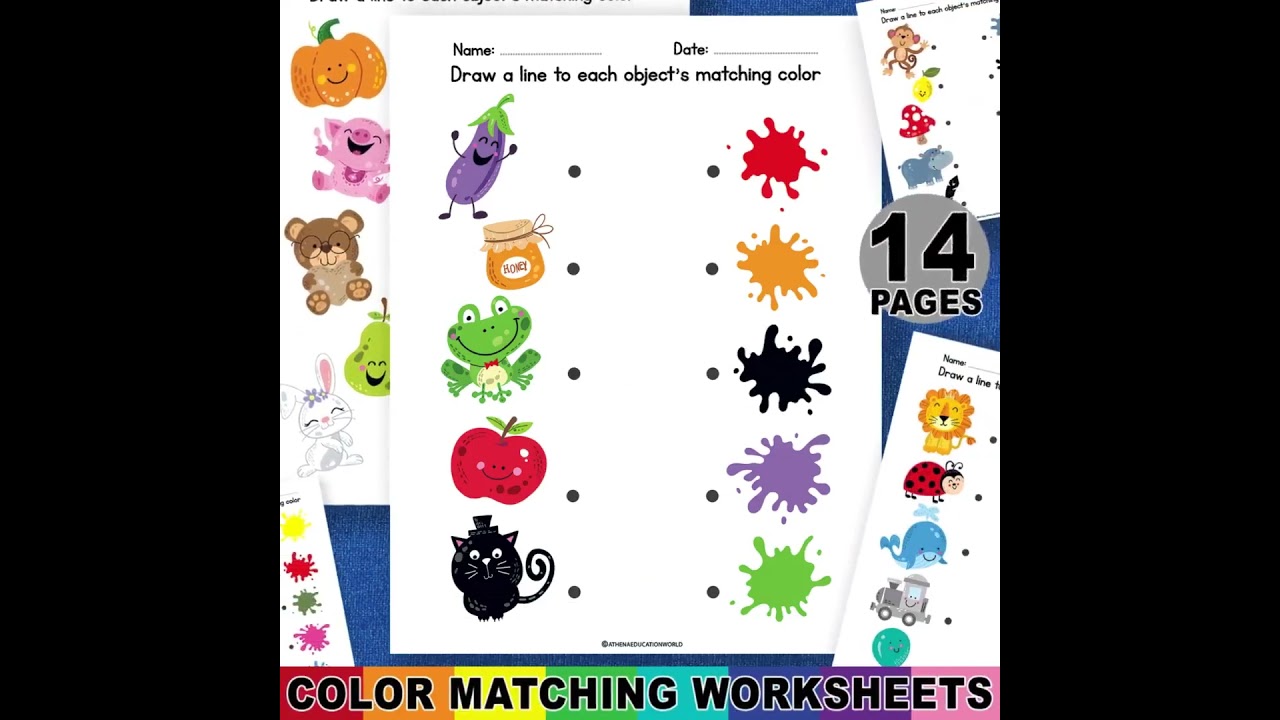 Color Matching Worksheet Activity, Printable Matching Worksheets, Color Sorting, Preschool Prints
