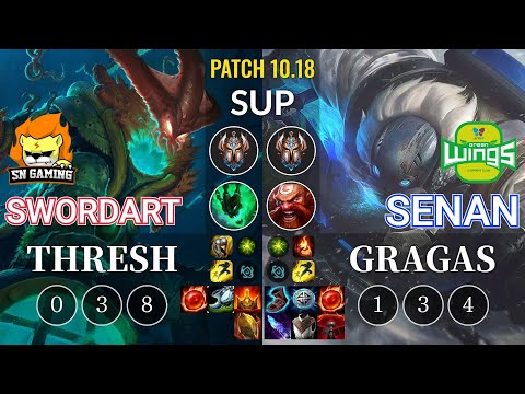 SN SwordArt Thresh vs JAG Senan Gragas Sup - KR Patch 10.18
