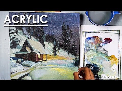 Winter Night Acrylic Painting step by step | Artist Composer Supriyo