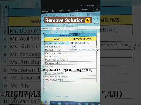 Remove Mr. and Ms. in Excel😯💥. #excel #shorts #shortsvideo #learn