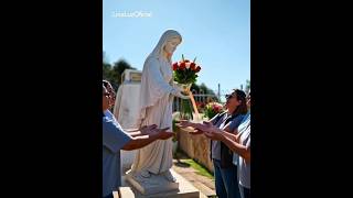 Nossa Senhora Rainha Da Paz Entrega o Buquê De Flores.
