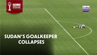 Monged Abuzaid, Sudan’s goalkeeper, collapses