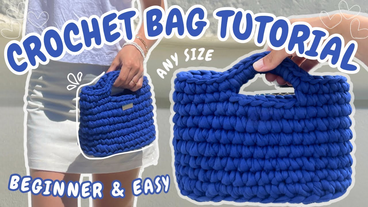 How To Crochet T-shirt Yarn Bag (Beginner + Easy)