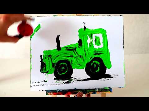 Tractoare desene de mașini desene de tractor tractor acrilic 🚜 tehnică de vopsire acrilică