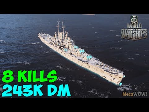 World of WarShips | Des Moines | 8 KILLS | 243K Damage - Replay Gameplay 4K 60 fps