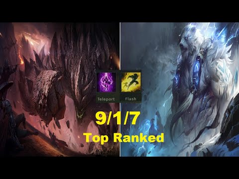 MALPHITE vs Volibear (TOP) | Rank 3 Malphite, KDA 9/1/7