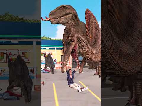 ¿Te imaginas a los Dinosaurios del Jurassic World en la ciudad? - T-Rex y Spinosaurus Dino en acción