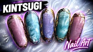 Kintsugi effect nail art using cat eye and cotton buds. Simple cat aye nail art hack for beginners.